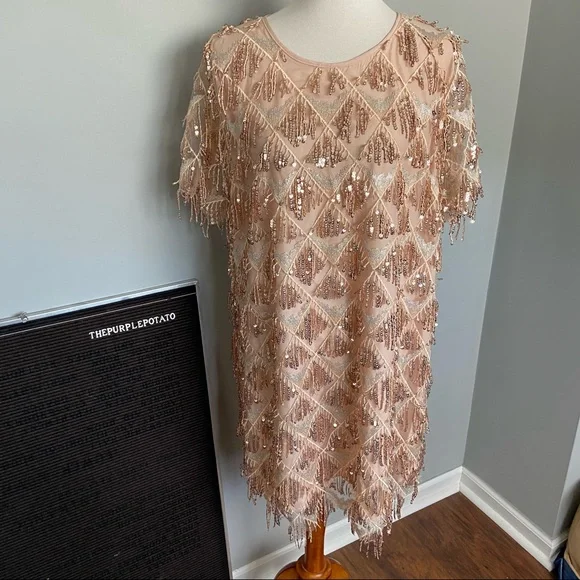 Chic Soul Gold Sequin Shift Dress Size 2X - Picture 4 of 11